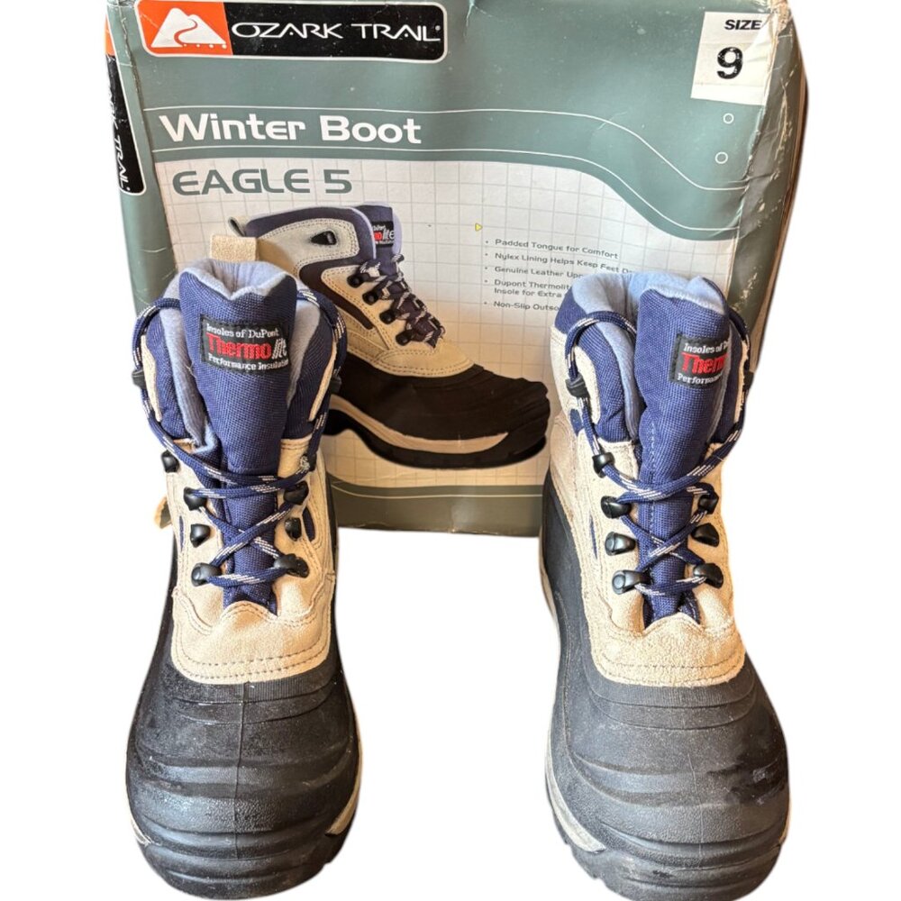 Ozark Trail Eagle 5 Thermolite Tan/ Navy Winter Snow Boots Women USA 9 EUR 41